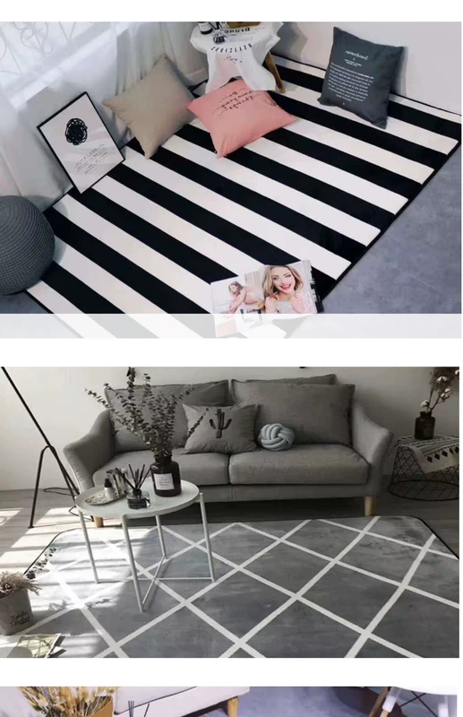 Tide thương hiệu châu Âu tối giản màu đen và trắng phòng khách bàn cà phê ngủ cạnh giường ngủ thảm thảm hiện đại sofa hình chữ nhật cửa đệm - Thảm thảm lót ghế sofa