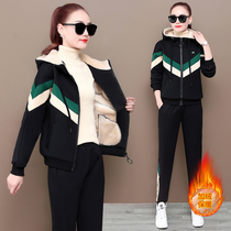 Hong Kong Lamb Velvet Wear Suit Women's 2020 Fall Winter New Fashion Plus Velvet Leisure Sportswear Two-Piece Set