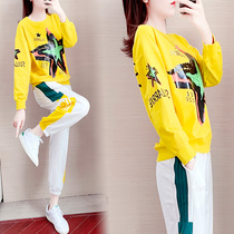 Hong Kong sportswear suit women in spring 2021 new loose Korean edition fashion circle tide two pieces