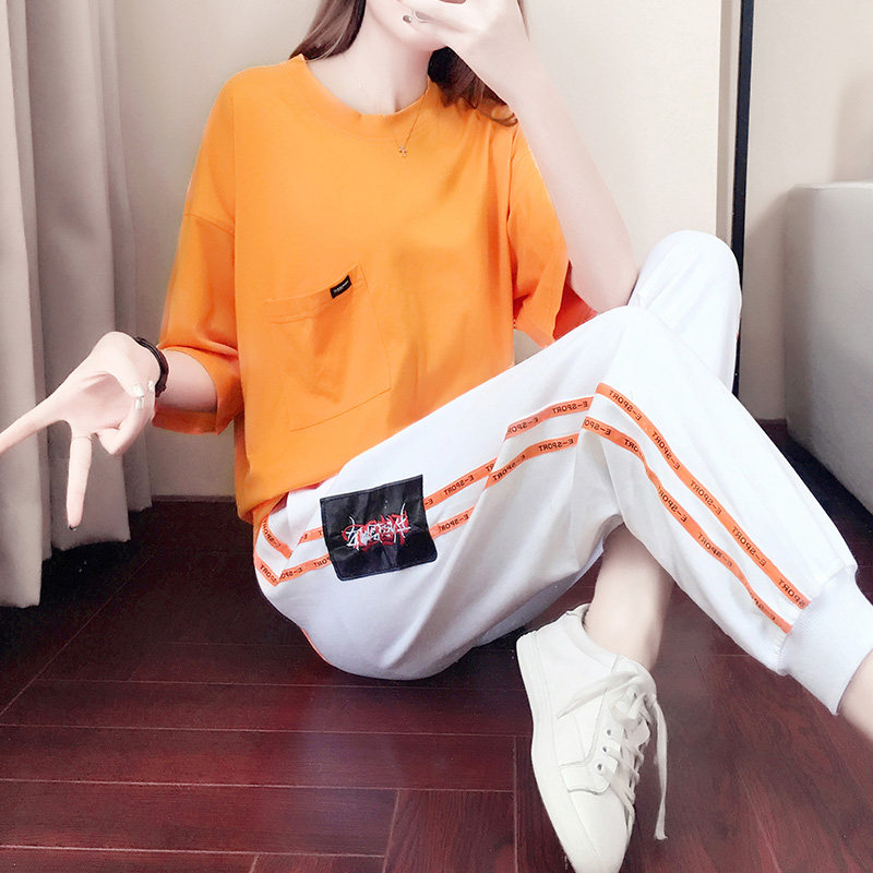 Hong Kong 2020 Summer clothes new short sleeve suit women's fashion loose Korean version student online red casual Two-style