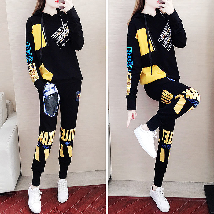 Hong Kong Autumn/Winter Sportswear Women 2020 New Korean Edition Loose Personality Fashion Casual Thick Cotton Two-Piece Set