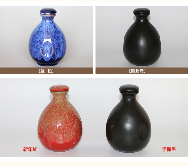 Bình gốm sứ 1 kg 500ml đen rượu vang trắng chai tay màu xanh cổ điển đất nung nồi vàng đặt bộ chén uống rượu đẹp
