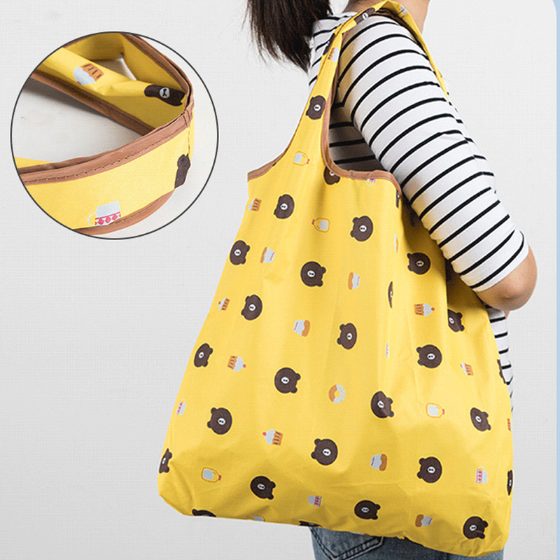 Portable Foldable Bag Supermarket Shopping Bag Single Shoulder Tote Bag Polyester Umbrella Bag Grocery Bag Medium Size Waterproof