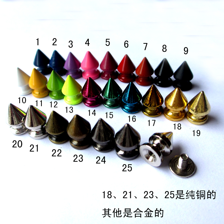 8 * 12mm fluorescent color color screw spikes DIY sub warhead Alloy Punk Spike Nightclub Rock Metal Nails