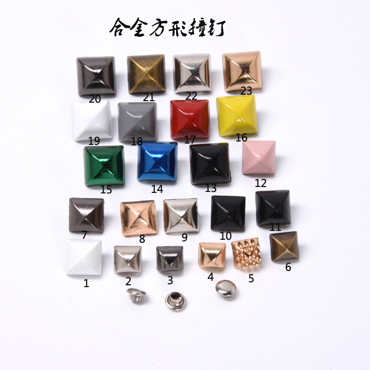 Color alloy square nails, square pointed head nails, DIY rivets, pyramid bags, decorative square rivet accessories