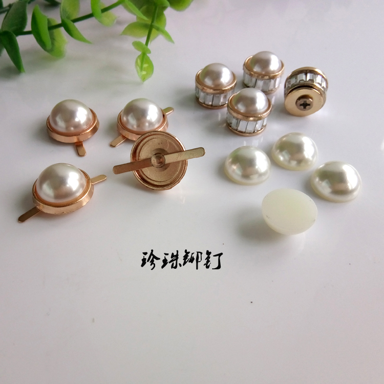 DIY rivet pearl accessories shoe bag clothing accessories pearl clip buckle metal belt base semi-circular pearl rivet buckle