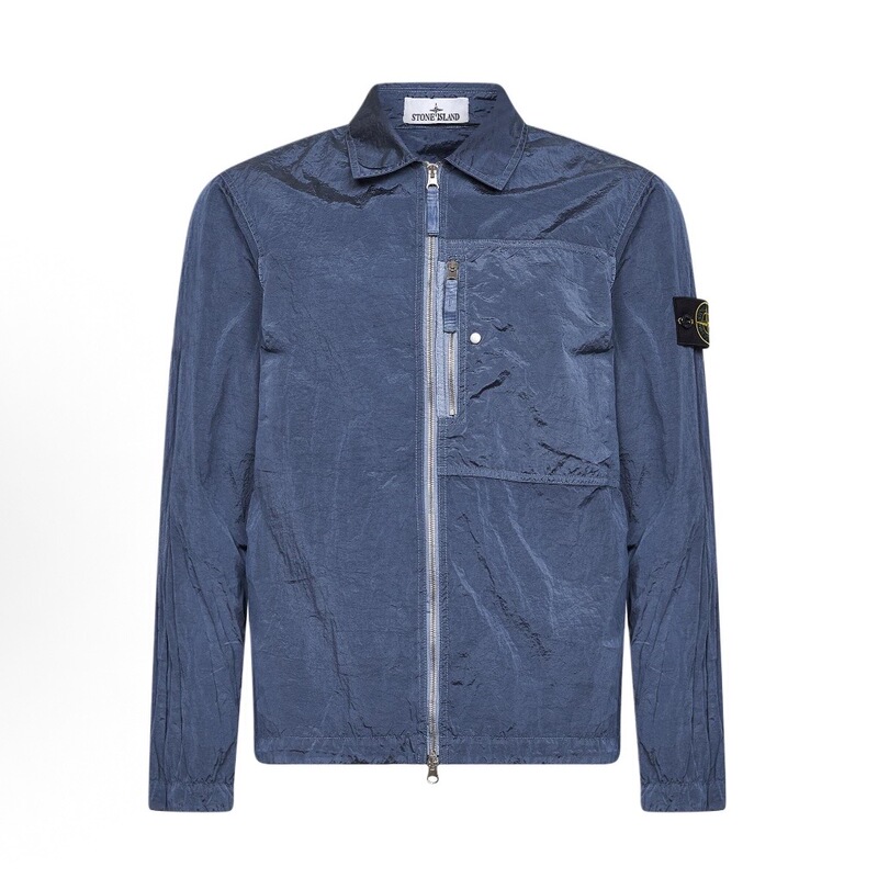 【26 New Styles】Stone Island Metal Nylon Thin Shirt Jacket Air Force Blue
