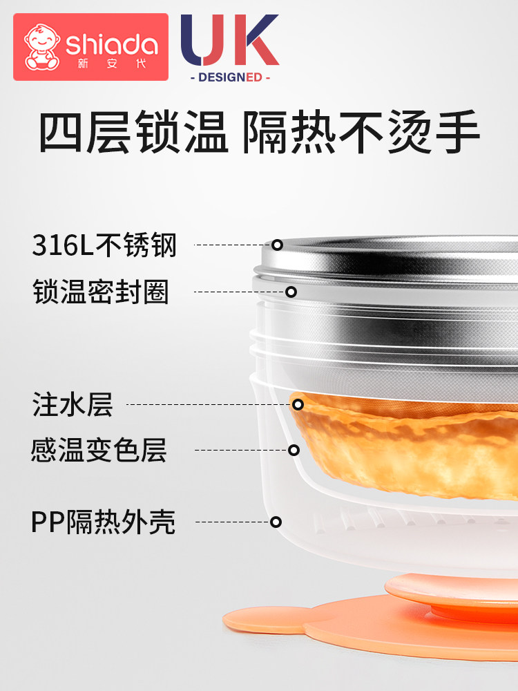 Baby Food Bowl, Special for Infants and Young Children, Constant Temperature Water-Filled Insulated Bowl, Travel Tool, Complete Set of Tableware