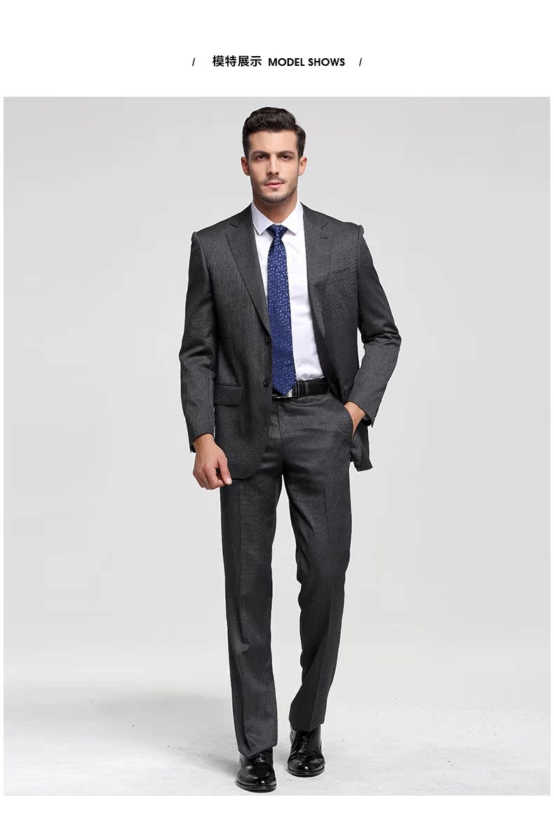 JUDGER Zhuang Ji Dress Up Suit Suit Suit Pinstriped Dress Suit Nam Wool Wool Silk bộ vest nam thời trang