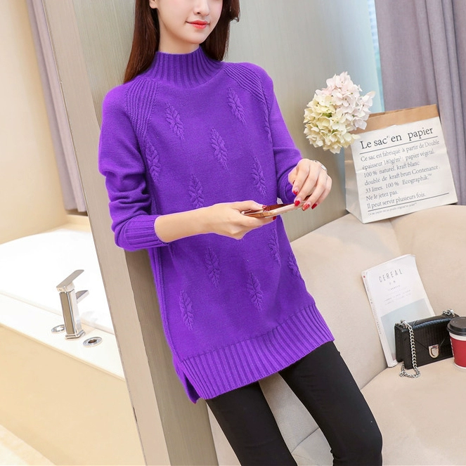 Áo len cao cổ một nửa Áo len nữ Áo len cashmere dày Mùa thu và mùa đông Đầm dệt kim dài Đầm dạ hội - Áo / áo thun