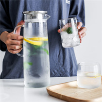 Chann large capacity glass cold water pot with lid fruit flower tea cool water pot cold Drink pot cup sleeve cool water cup suit
