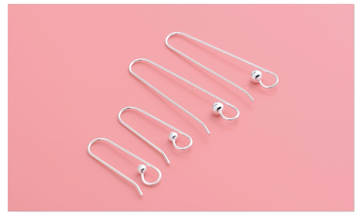 Phụ kiện bông tai làm từ bạc 925, móc tai dài bằng bạc trơn, vật liệu tự làm thủ công, phụ kiện bông tai đơn giản - Phụ kiện chăm sóc mắt