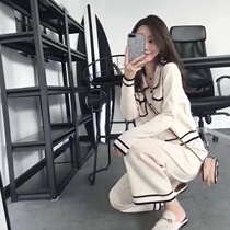 Net red suit Korean version 2020 spring Xiaoxiang air quality top straight tube hanging sense wide leg pants casual two pieces 