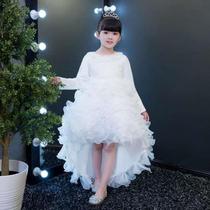 Little girl wedding dress Children autumn dress long dress Princess dress Red mopping girl primary school birthday smearing