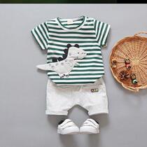 This years Boy 2-3 years old summer clothes 0-1 little boy short sleeve suit 4 baby clothes 9 October one and a half years old