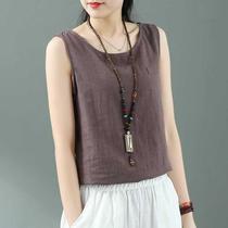 Busschi cloth retro linen vest female art linen sleeveless sling female loose with bottom vest wearing jacket