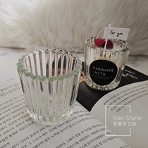 Handmade diy scented candle Striped high quality high boron glass wax cup Cylindrical dried flower candle cup empty cup