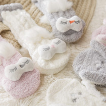 Female winter warm socks and hair thickening living in coral