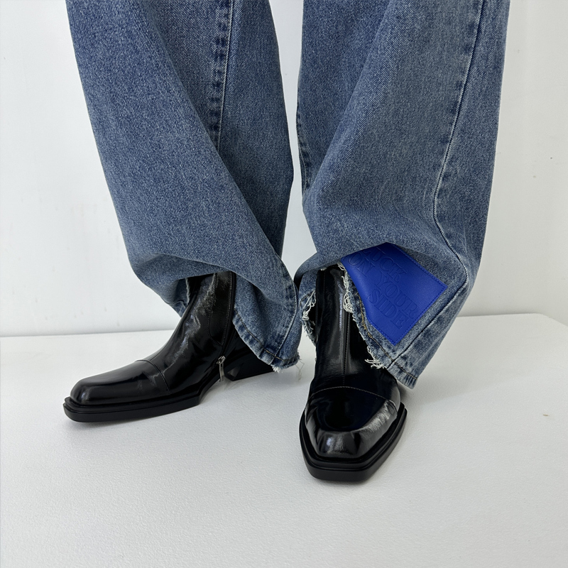 Genuine Leather Black Square-Toe High-Heeled Short Boots for Women 2025 New Autumn and Winter Retro Thick-Soled Martin Boots Height-Increasing Ankle Boots Genuine Leather Black Square-Toe High-Heeled Short Boots for Women 2025 New Autumn and Winter Retro Thick-Soled Martin Boots Height-Increasing Ankle Boots