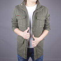 JEEP spring and autumn mature mens coat spring 2021 new middle-aged mens jacket long tide