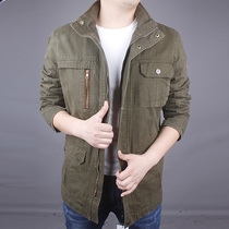 JEEP JEEP jacket mens long jacket mens army green middle-aged mature and stable mens coat spring and autumn cotton