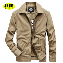 JEEP JEEP mens coat spring 2021 new mature lapel jacket mens spring and autumn cotton mens
