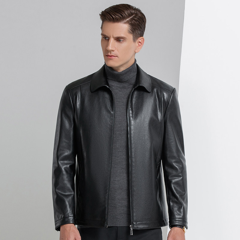 Leather men's spring and autumn casual men's leather lapel leather new 2021 explosions leather jacket men's jacket short