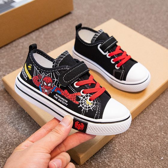 蜘蛛侠童鞋男童透气2023新款秋时尚卡通休闲帆布鞋防滑软底儿童鞋