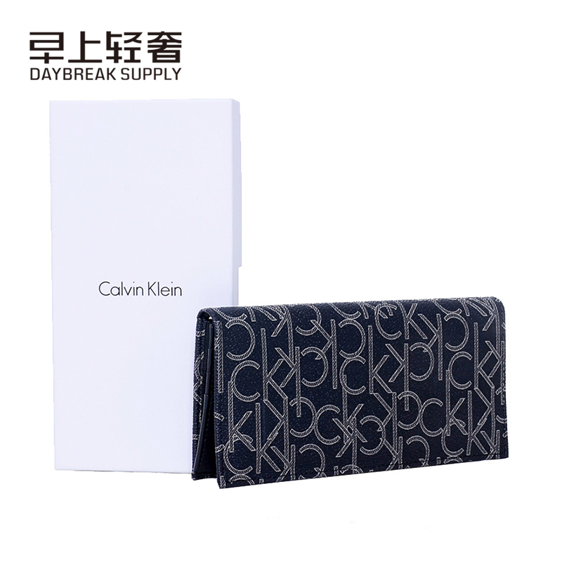 CK Calvin Klein 美国专柜 男士精品时尚多卡位长款印花钱包79467