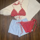 Bikini new retro striped split swimsuit