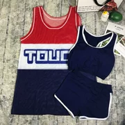 Váy liền thân áo tắm nữ ba mảnh thư vest váy đã mỏng che bụng học sinh bảo thủ boxer áo tắm suối nước nóng