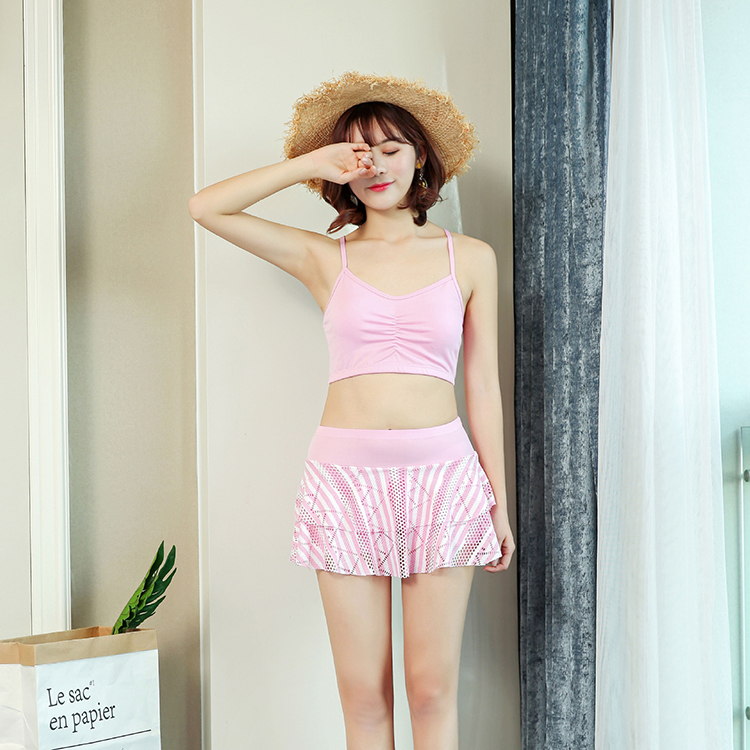 Bộ đồ bơi nữ ba mảnh phù hợp với Hàn Quốc bảo thủ bụng mỏng đồng tử ngực nhỏ thu thập nhỏ nước hoa váy bơi 	đồ bơi nữ 2 mảnh	