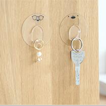 Transparent Hook Toilet Bathroom Powerful Viscose No-Mark Tile Wall-mounted Cute Cartoon Round Small Stick Hook New