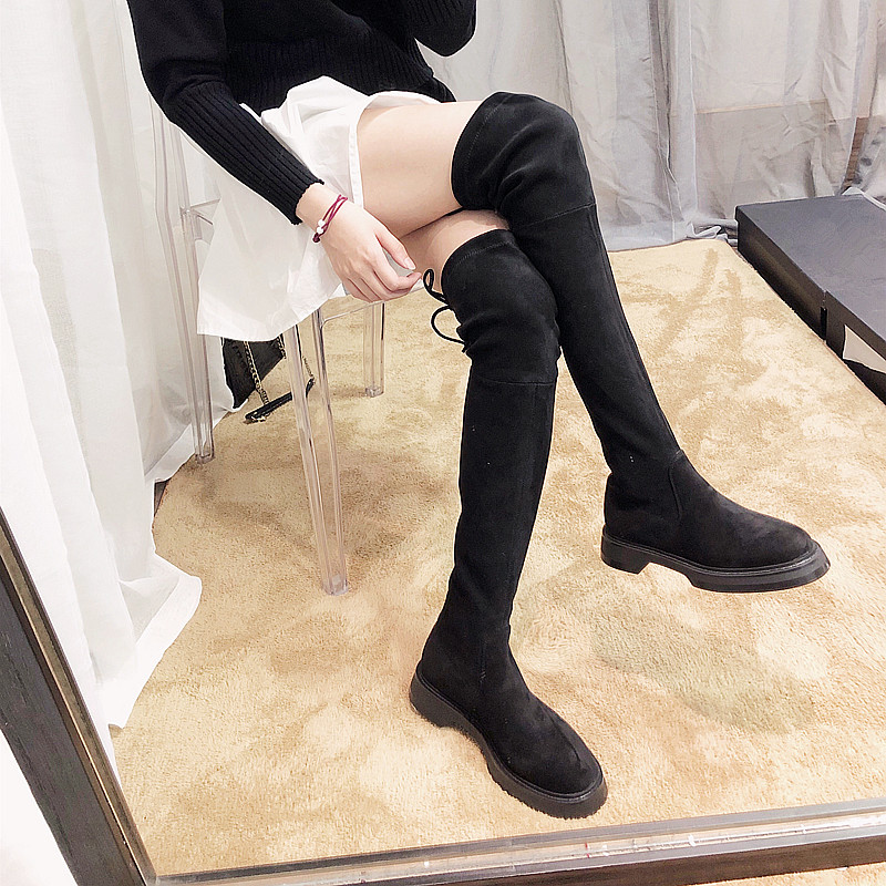 (Clearance special price) do not return the high-barrel boots over the knee boots female thin elastic thin boots plus Velvet