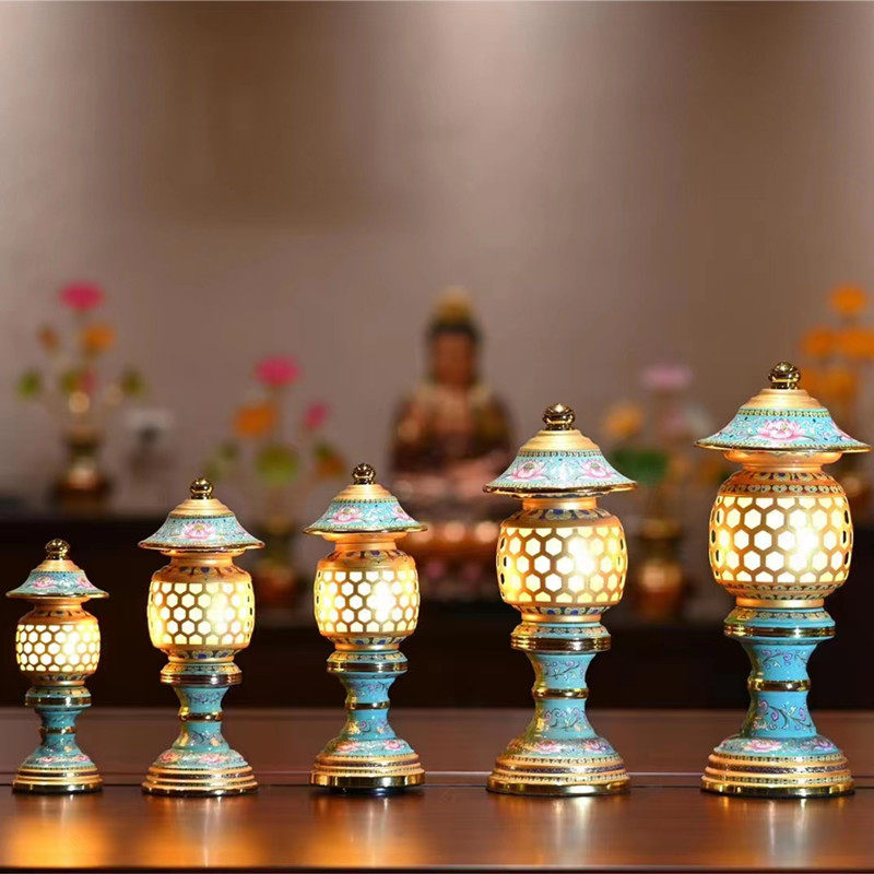 Tang tattooing LED shrine lamp chaetheon lanterns for the Buddha lamp Buddhist temple light Buddhist front light lotus lamp Changming lamp-Taobao