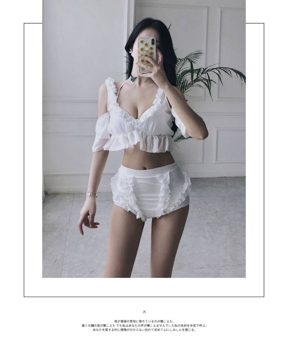 ~ Bộ đồ bó sát eo cao gợi cảm của Hàn Quốc Quần bikini nữ ngực nhỏ tập hợp áo thép lò xo nóng bỏng - Bikinis
