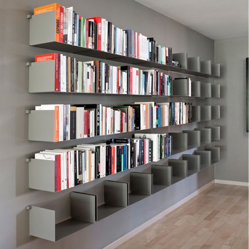 Wrought iron wall shelf Creative bookshelf Living room wall decoration Metal partition wall hanging bookcase display storage shelf