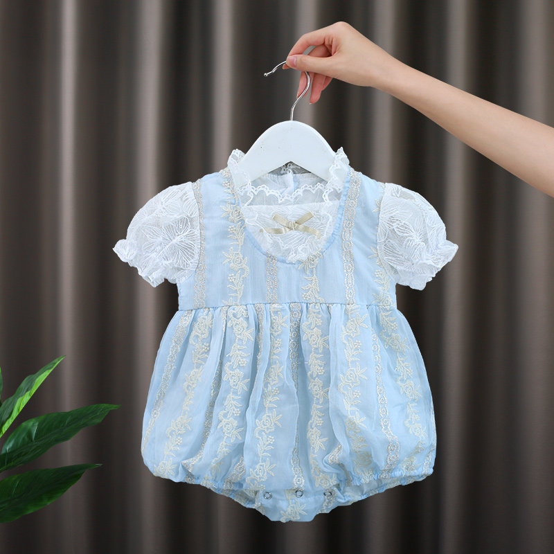 Girl Gown Dress Baby 2022 Summer Clothing One-piece Clothes Baby Clothes Han Edition Fluffy Yarn Embroidered Princess Skirt-Taobao