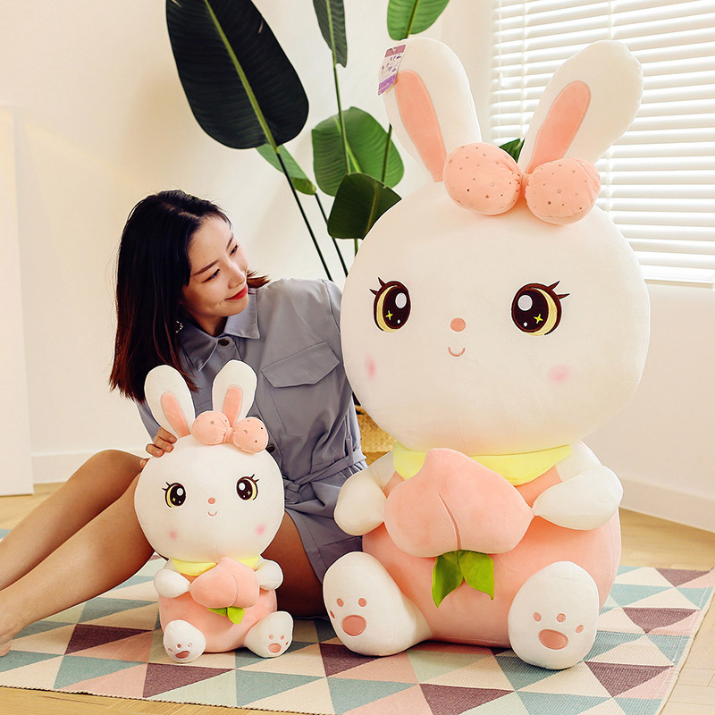 Super cute peach rabbit plush doll little white rabbit doll doll cure doll birthday gift girl
