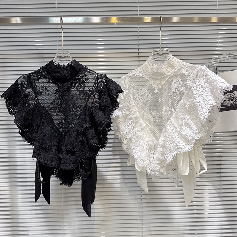 Trendy 2026 Summer New Sweet and Pure V-Neck Lace-Up Flutter Sleeveless Lace Top Tank Top Trendy 2026 Summer New Sweet and Pure V-Neck Lace-Up Flutter Sleeveless Lace Top Tank Top