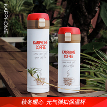 Thermos Cup Girls large capacity cute bomb cover water cup stainless steel students go out portable accompanying coffee cup customization