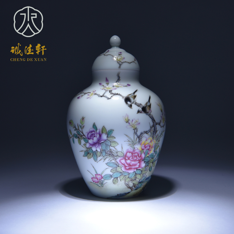 Cheng DE xuan jingdezhen porcelain pure hand - made kung fu tea set gift of flowers and birds, 91 pastel caddy fixings good bald