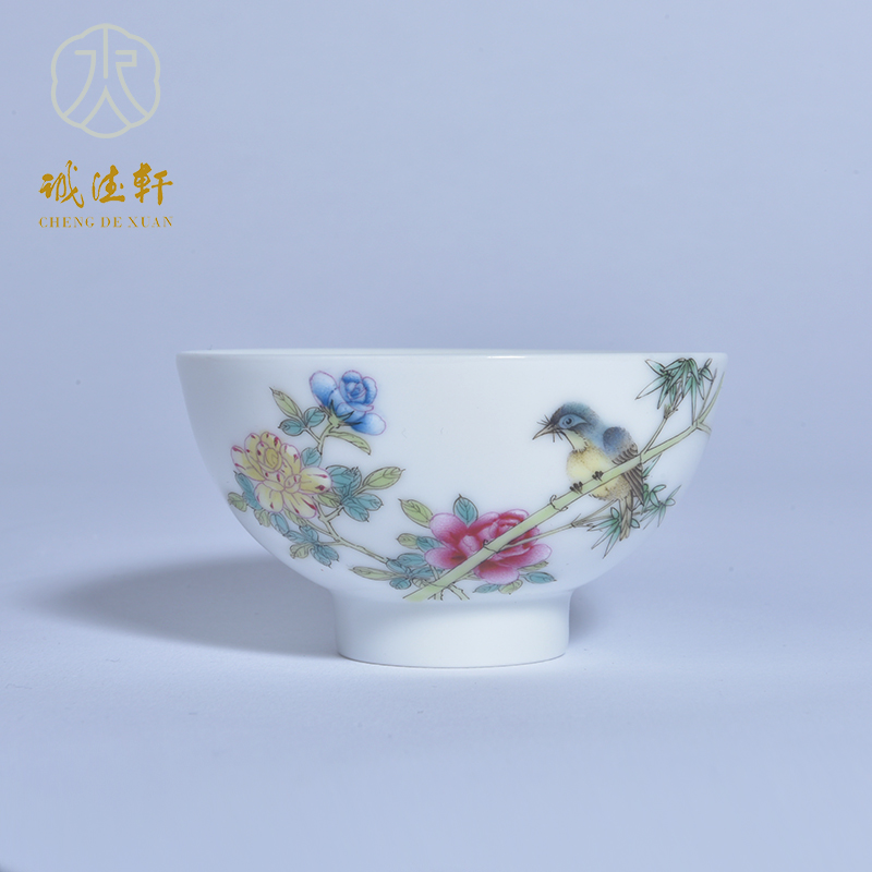 Cheng DE xuan jingdezhen gift kung fu tea master cup hand - made powder enamel single cup 228 resident beauty face