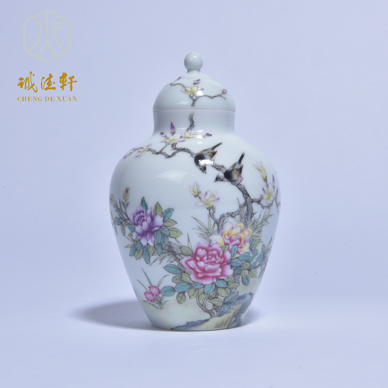 Cheng DE xuan jingdezhen porcelain pure hand - made kung fu tea set gift of flowers and birds, 91 pastel caddy fixings good bald