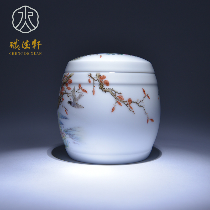 Pure hand - made kung fu cheng DE xuan jingdezhen porcelain famille rose tea tea set gift 6 and flowers and birds can sing the song