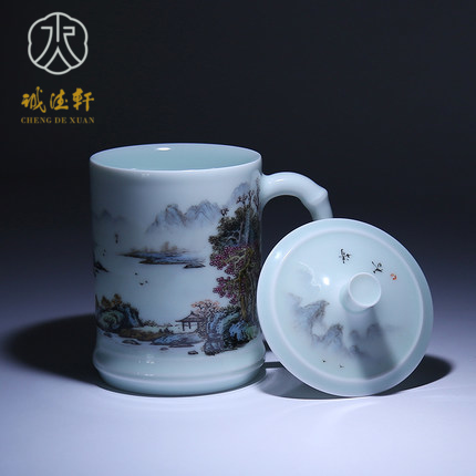 "Custom" cheng DE xuan jingdezhen hand - made pastel office cup 1 cup of high - grade fine scenery leisurely