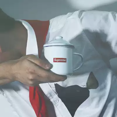 Sup cup Tide brand personality with lid Old-fashioned bone China coffee cup made of old iron tea jar Office enamel water cup