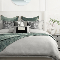New Chinese style green gray model room bedding high-end villa hotel modern model room bedding luxury
