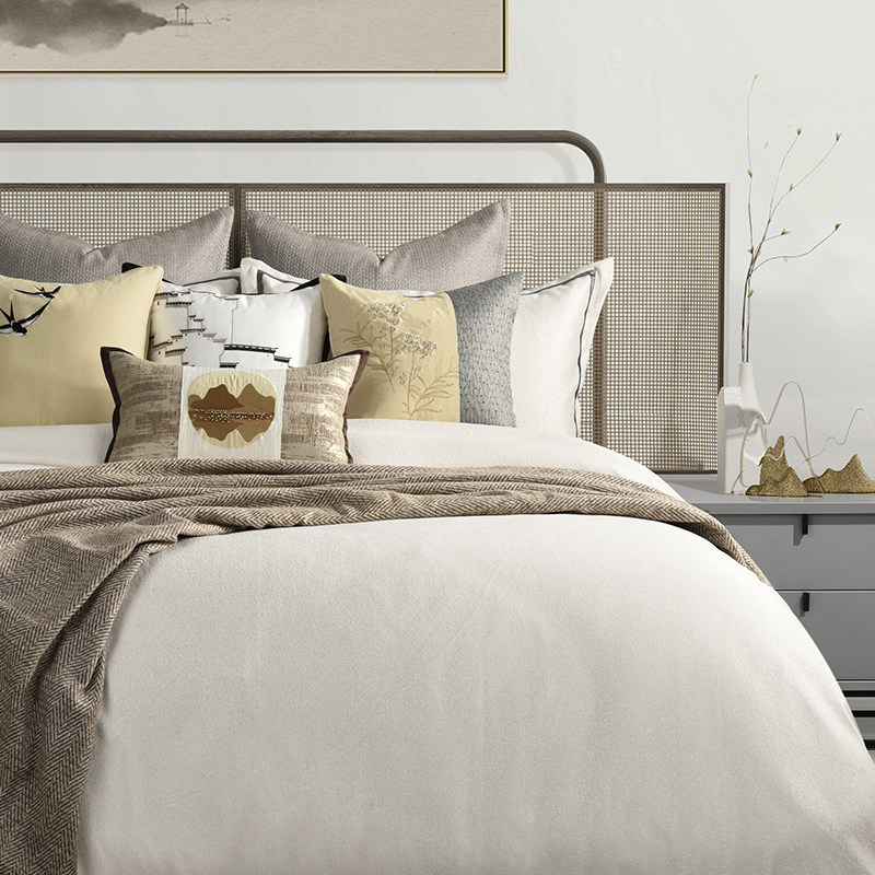 Curry new Chinese style Style Board Room Bedding upscale Villa Modern-style Bed Goods Light Extravagant Pillow Hitch