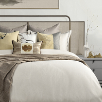 Curry color new Chinese model room bedding high-end villa modern model room bedding light luxury pillow blanket